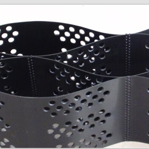 Quality Smooth Surface HDPE Geocell 100mm Height  Black Color With Hole for sale