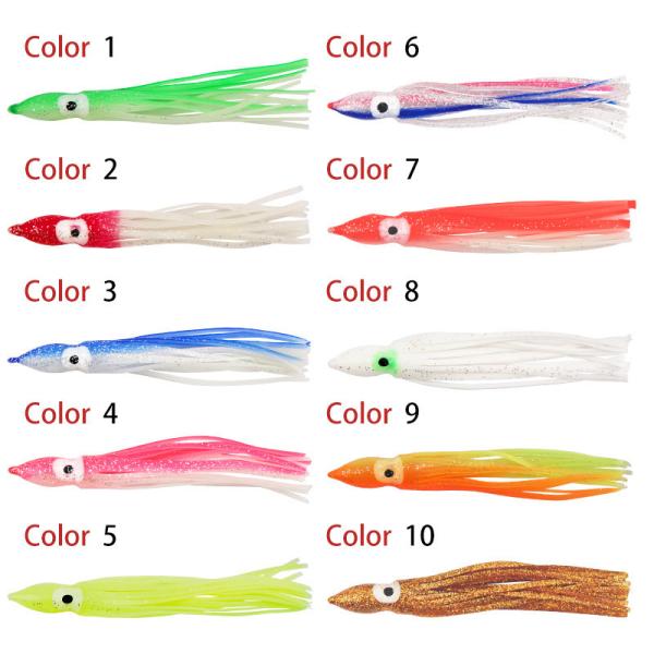 Quality Squid Octopus Beard Soft Fishing Lures Bait Luminous 20 Colors 12.5cm 4.2g for sale