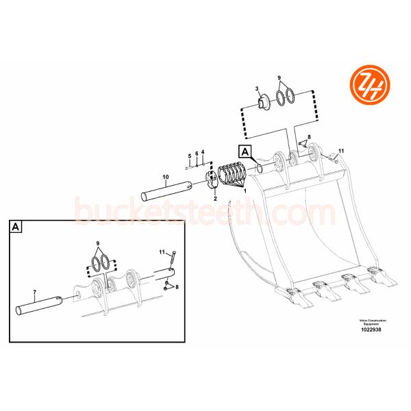 14616327 EC210 80mm Mini Digger Bucket Pins Volvo Excavator Parts