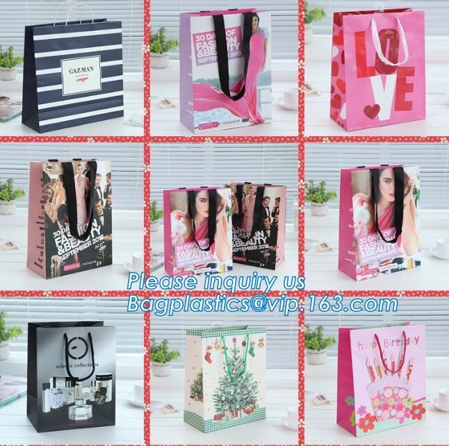 Custom paper bag with handle coated white paper bag printing pattern flower carrier bag,Flower carrier paper bags with d