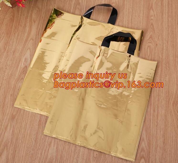 Promotional customized high quality soft loop plastic cloth bag,manufacturer custom soft loop handle polyethylene PE pla