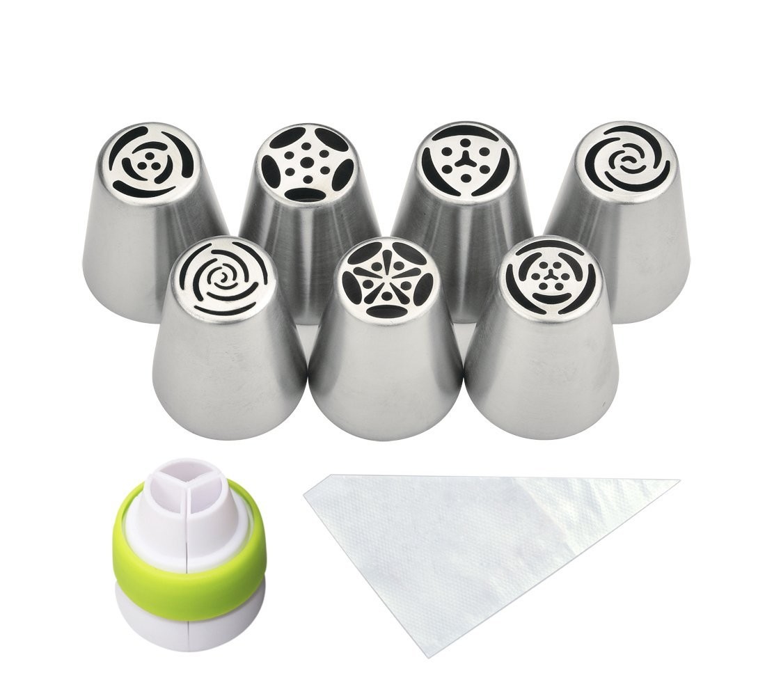 Stainless Steel Large Size Icing Syringe Set DIY Nozzle+1Tri-Green Color