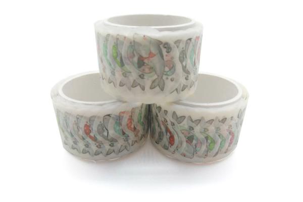 Quality 15mm Single Sided Fishes Pattern Washi Tape And Stickers for sale