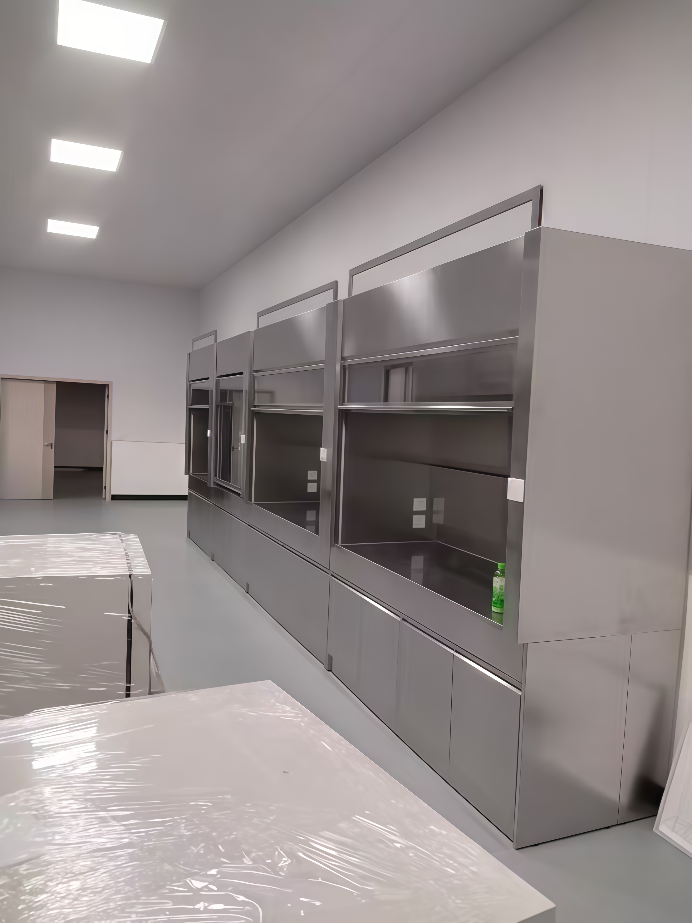 Custom Stainless Steel Workbench Chemical Resistant Stainless Work Table With Reagent Storage Cabinet