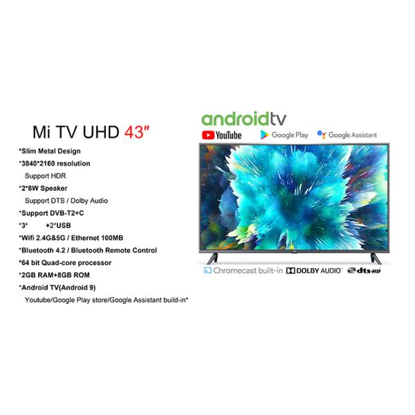 Global Version Xiaomi Mi TV 43 Inch 4K Smart TV Remote Control 3840x2160 2GB Ram 8GB Rom Xiaomi Smart TV 4K