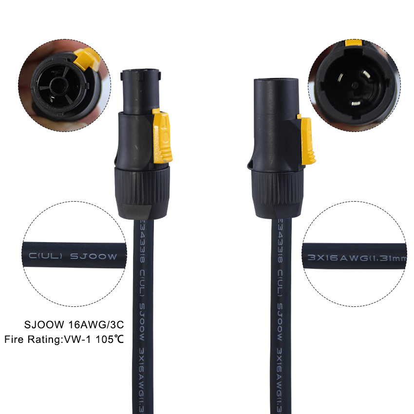20A PowerCon True1 Male to Female AC Power Cable 12AWG
