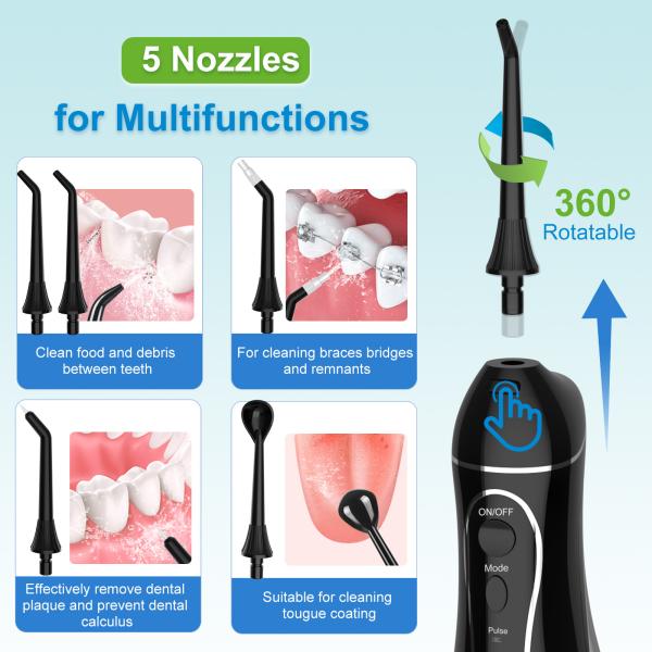 OEM Portable Oral Irrigator Water Flosser for Teeth Cleaning IPX7 Waterproof Grade and IS013485 Certificate