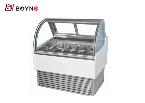 Quality Countertop Ice Cream Display Freezer Danfoss Compressor -18～-24℃ Stainless Steel Shutters for sale