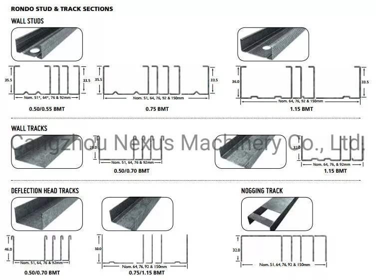 Stud & Track Roll Forming Machine for Steel Frame Building Construction