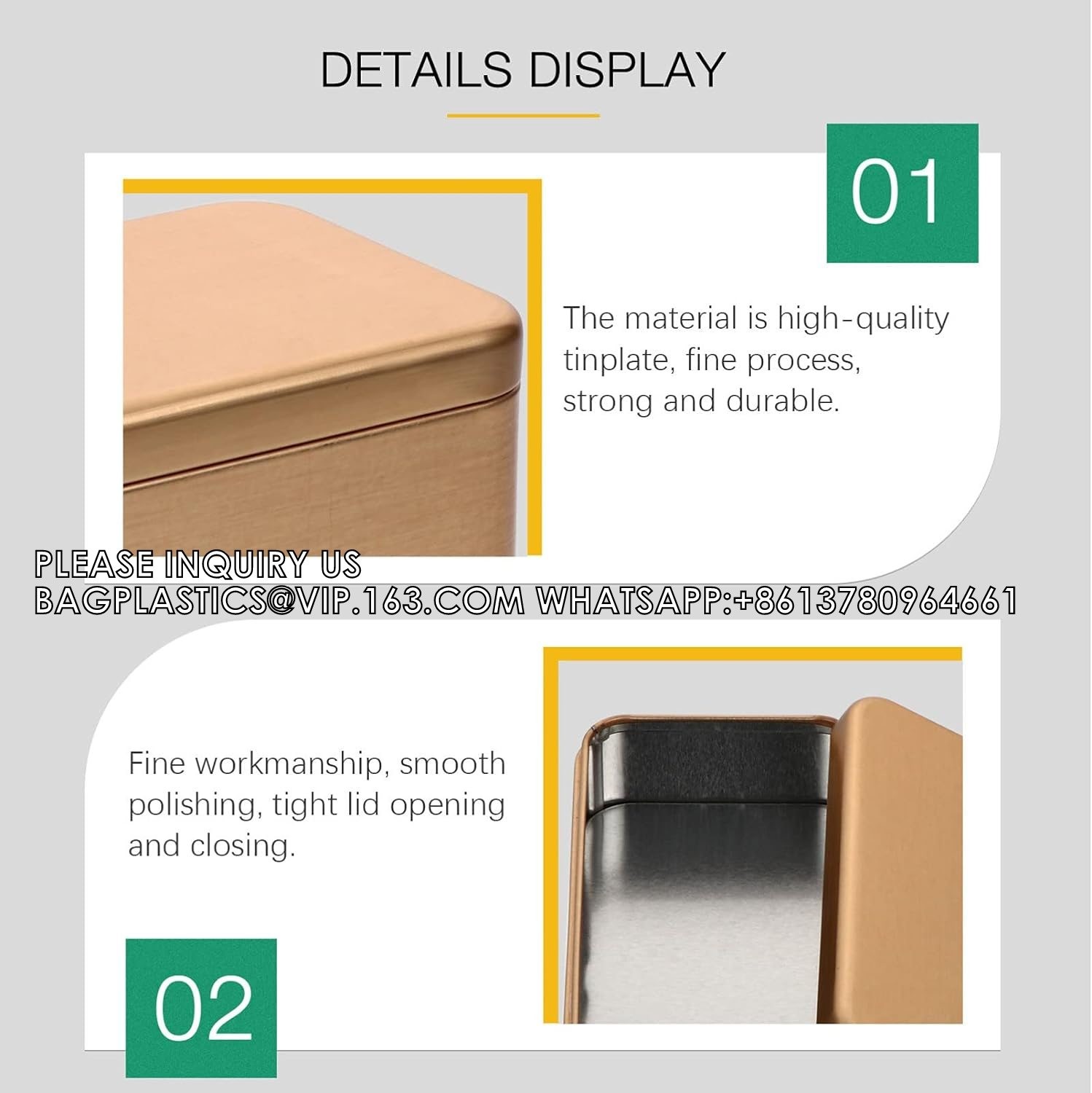 Rectangular Empty Metal Tins Box With Lid Portable Tin Box Container- Mini Portable Box Containers For Jewelery