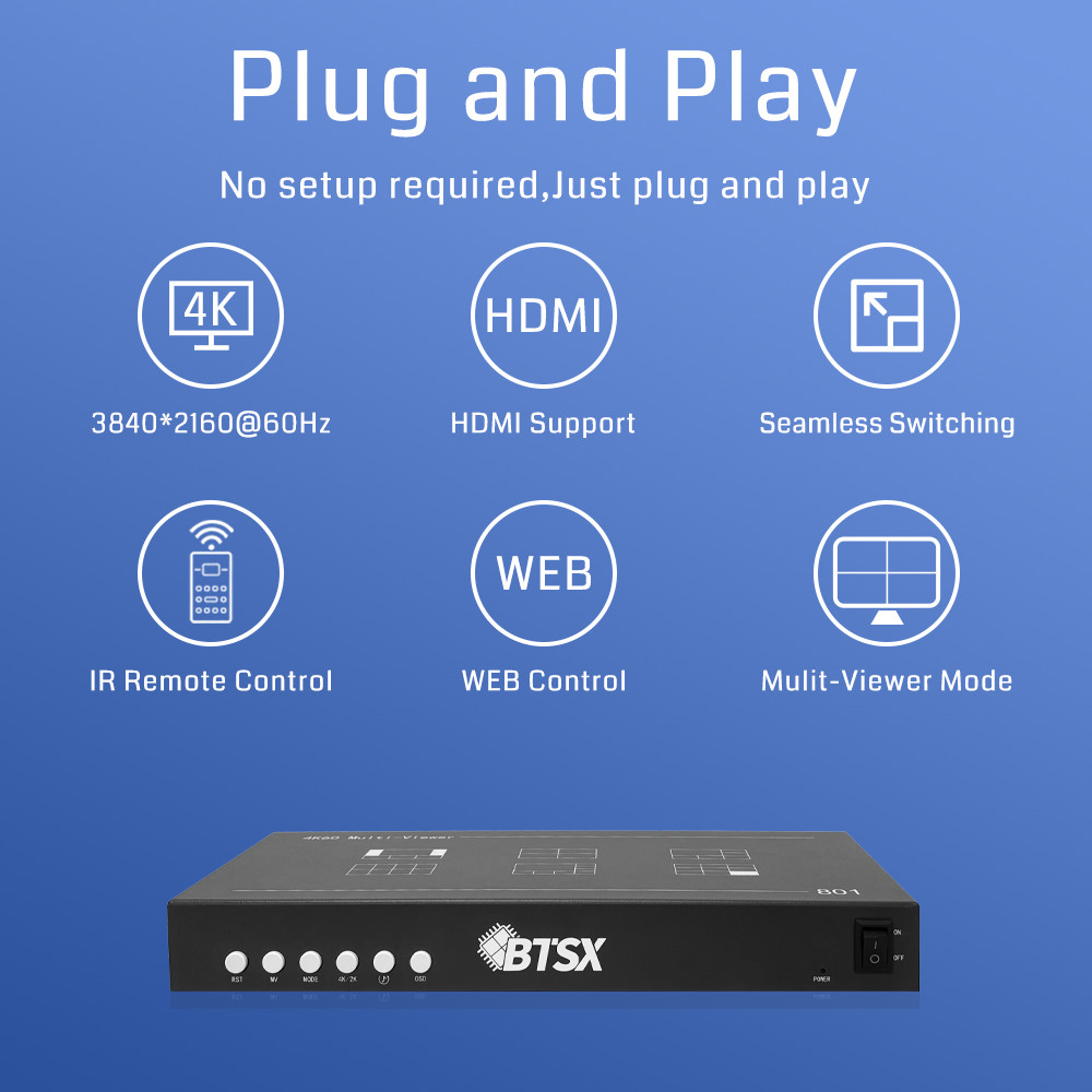 Bitvisus BIT-MV-4K60-801 1 HDMI input video switch 4K60 8-Picture HDMI Multi-Viewer