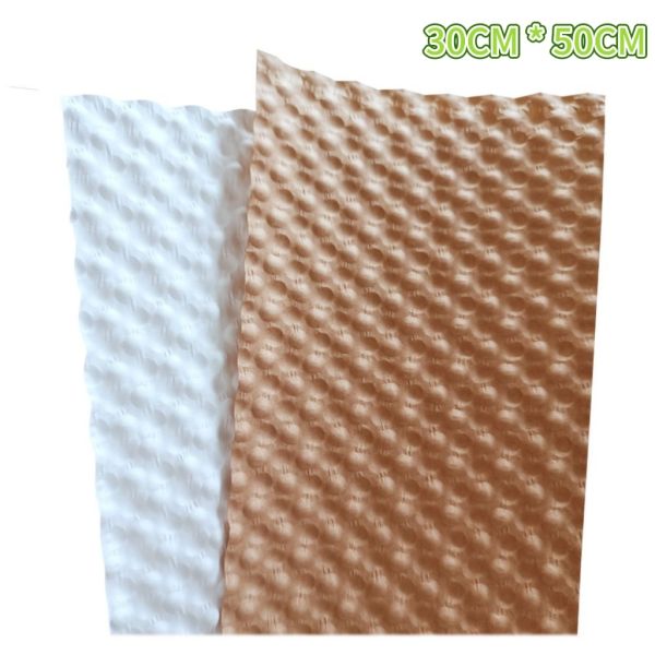 Close-up view of biodegradable paper bubble wrap