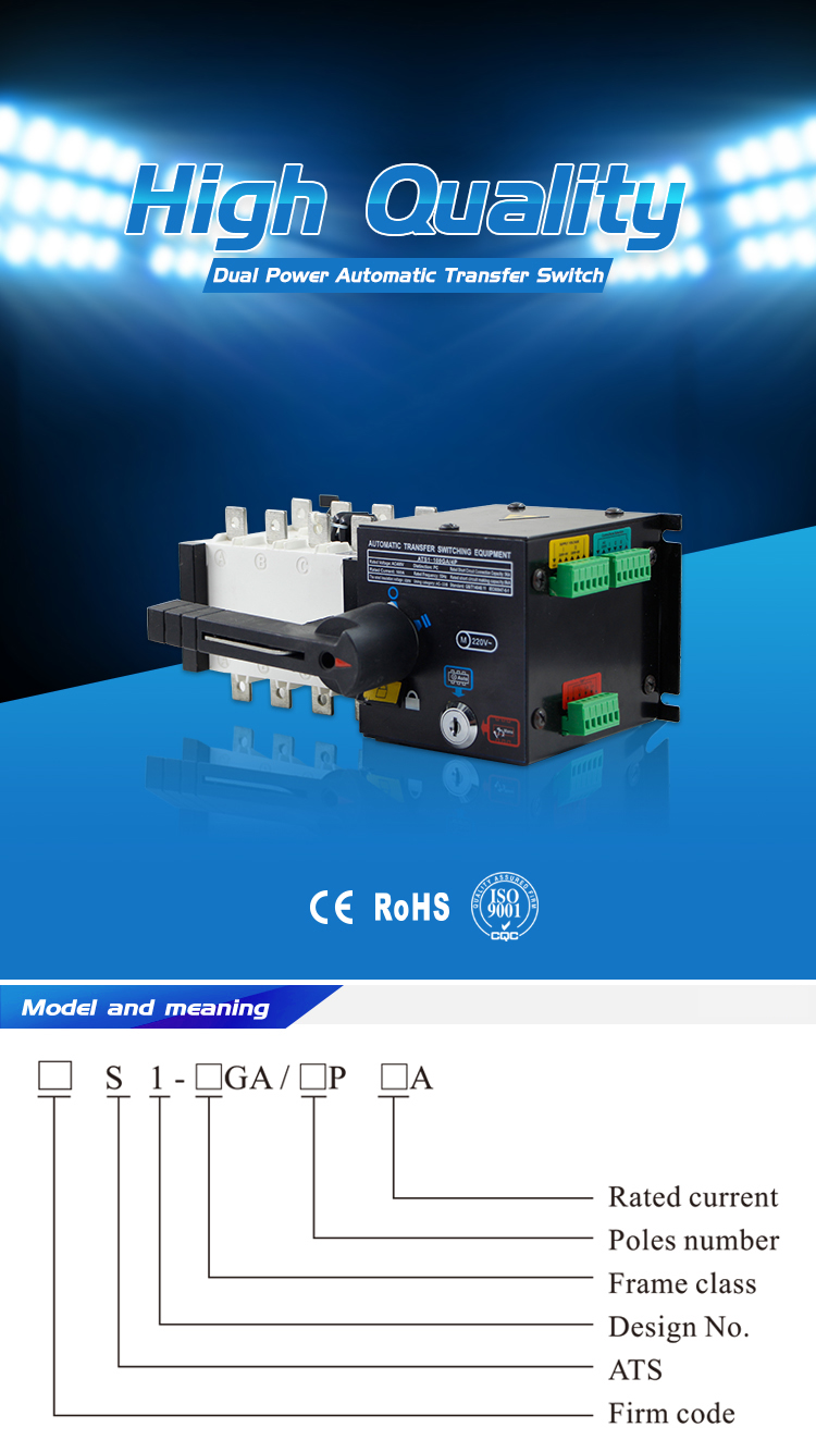 GA model 4 Poles smart Dual Power Automatic changeover switch