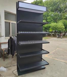China Black Telescopic Layer Cigarette Display Shelf With Light Box Hospital Pharmacy Medicine Storage Shelves on sale