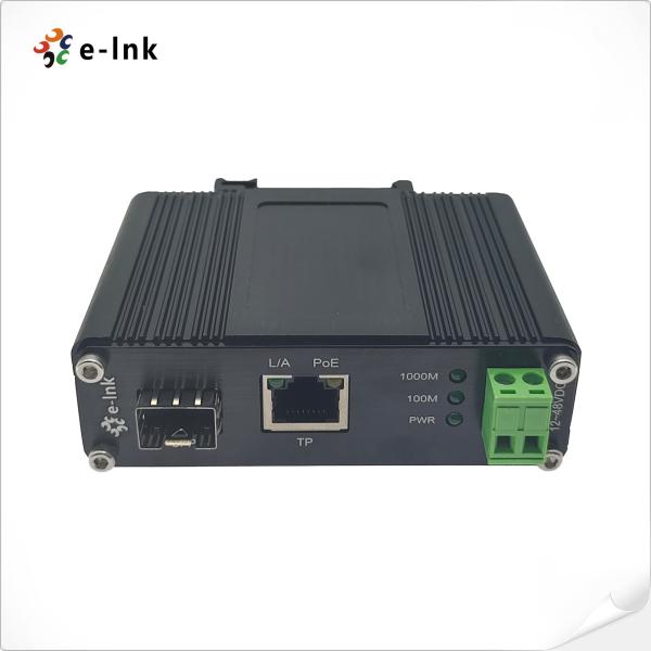 Quality DIN Rail PoE Media Converter 100 / 1000 BASE-TX SFP Ethernet Converter for sale