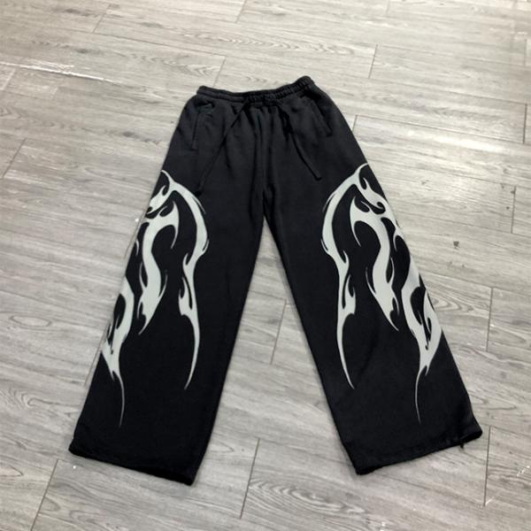 Quality Custom Screen Print logo Acid Wash Vintage Sweatpants Baggy Embroidered Loose Fit Streetwear Flared Sweatpants Track Pants Men for sale