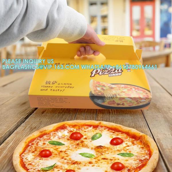 Pizza Boxes With Handle, Takeout Containers Mini Pizza Boxes Take Away Pizza Packing Cardboard Boxes Mailing