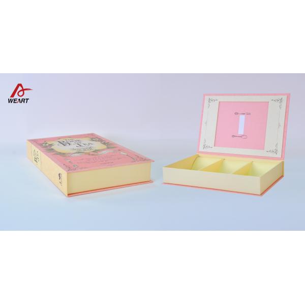 Recycled Pink Book - Type Paper Square / Rectangle Gift Box For Fruit Tea