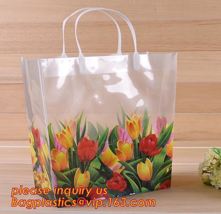 Promotional customized high quality soft loop plastic cloth bag,manufacturer custom soft loop handle polyethylene PE pla