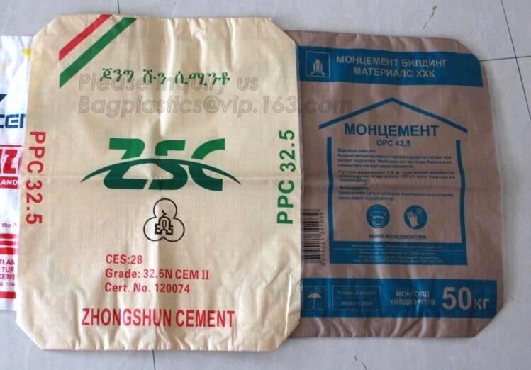 Hot Selling Kraft Paper PP Woven Plastic Cement Valve Bag For 25Kg,kraft paper laminated pp woven sandwich bag for logis