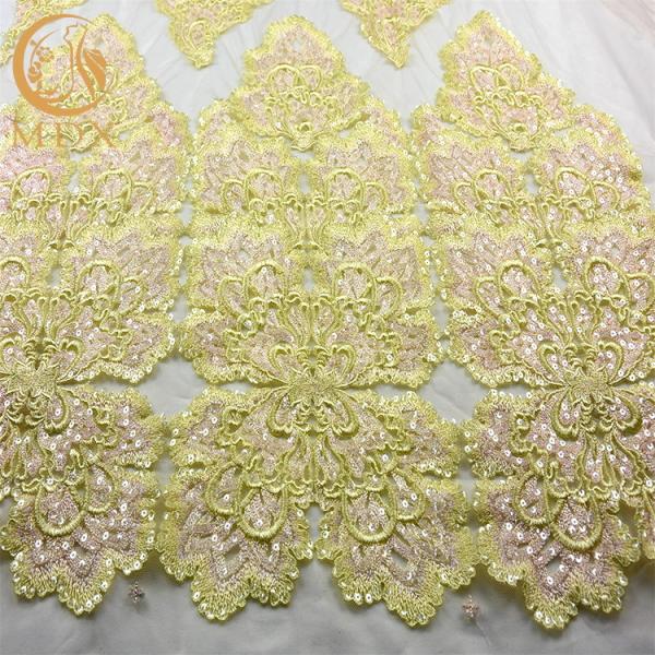 Quality Romantic Custom Made Embroidered Mesh Lace Fabric Polyester 140cm Width for sale
