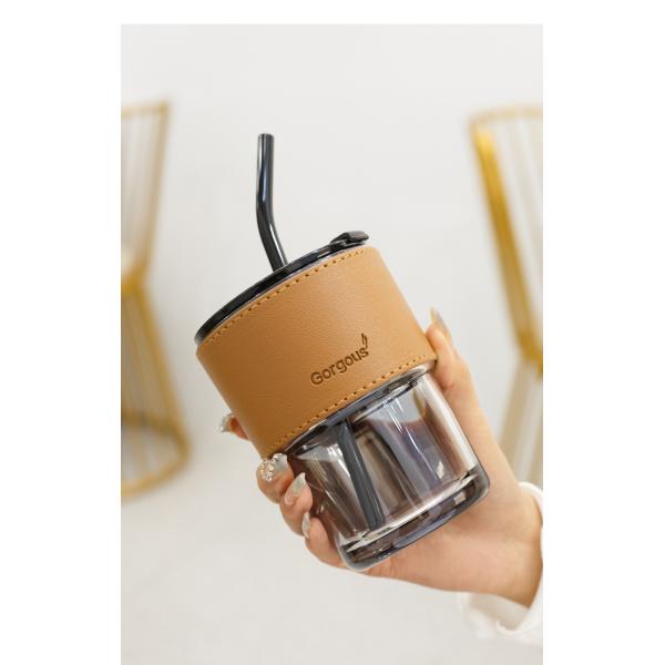 420ml 450ml Soda Lime Glass Reusable Coffee Cups With Lids Leak Proof Travel Mug