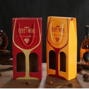 Wine Biodegradable Packaging Box Rectangle Shape Custom Logo Pattern