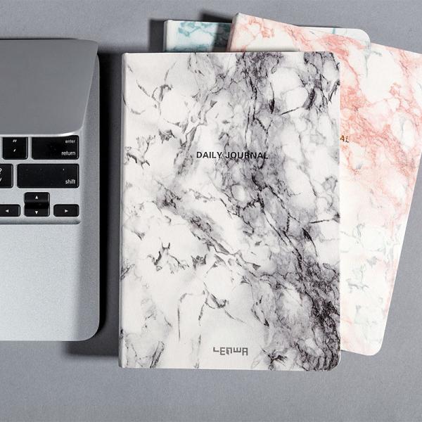 Gold Lettering Writing Journal Notebook A5 Size 120 Pages Elegant Marble Cover