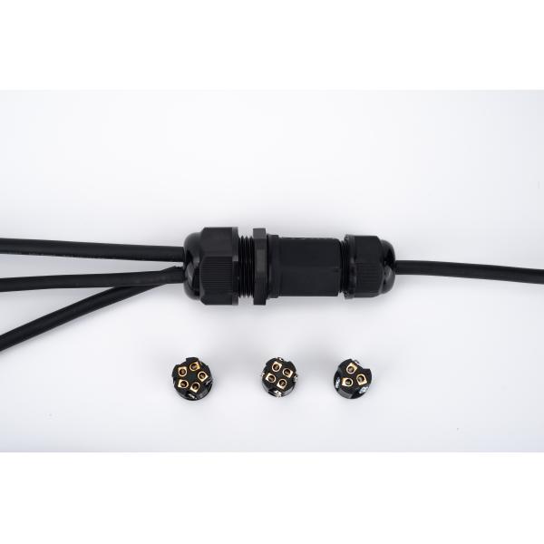 IP68 Quick Connector Waterproof 1 In 2 Out Black Color For Underground Cable Junction Box
