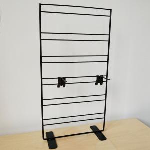 China Wire Grid Wall Metal Table Top Display Stands With Adjustable Hooks 2 Sides wholesale