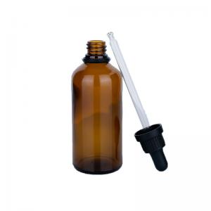 China 100ml Glass Cosmetic Dropper Bottles Essential Oil Clear Brown Glass Bottles wholesale