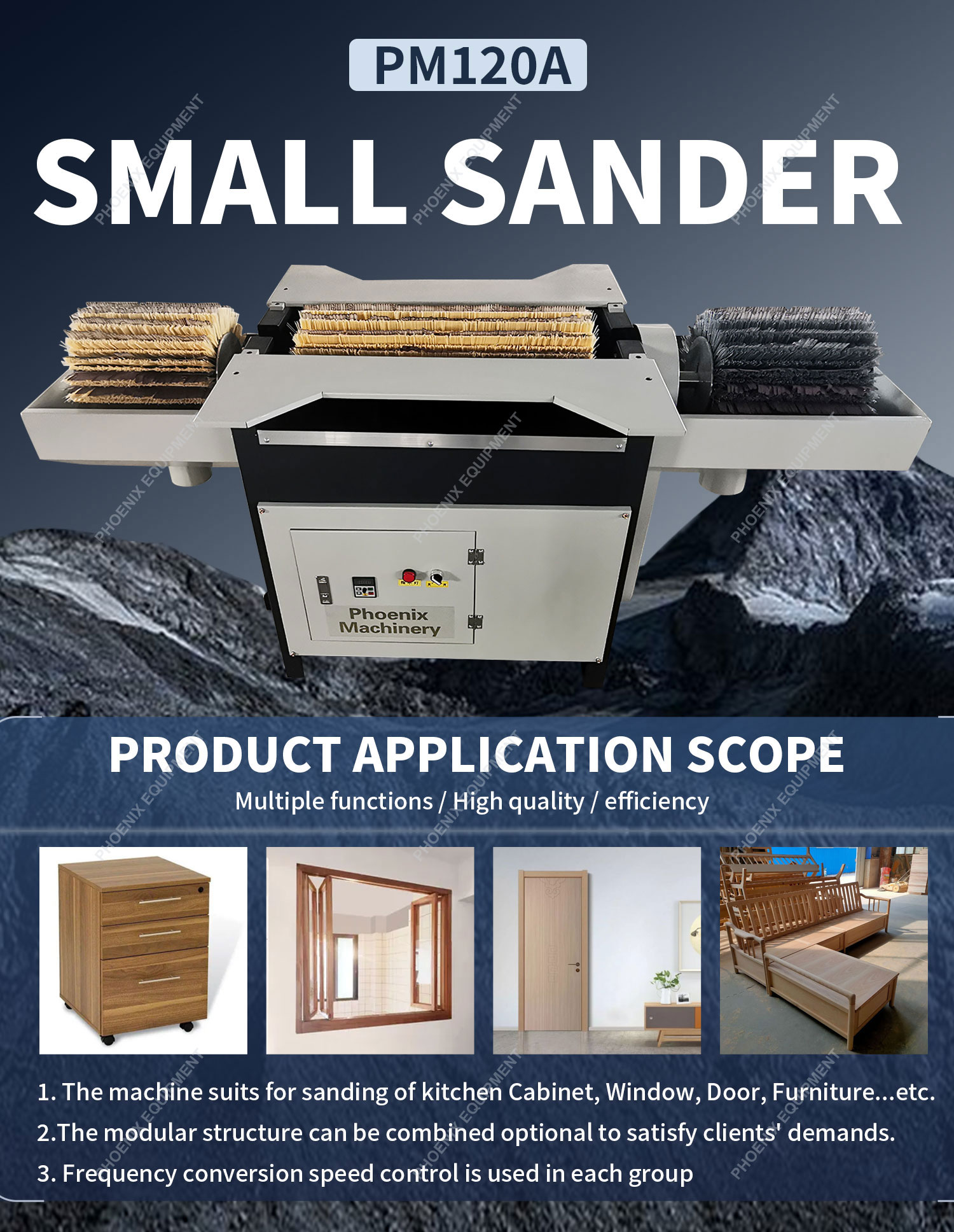 Wood Sanding Machine Drum Sander Brush Rollers Manual Polishing Machine for Small Furniture