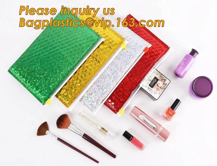 Cosmetic Slider Zip lockk Bubble Bags Bubble Slide Pouch,Zip lockk esd bubble bag bubble packaging wrap cosmetic pouch slide