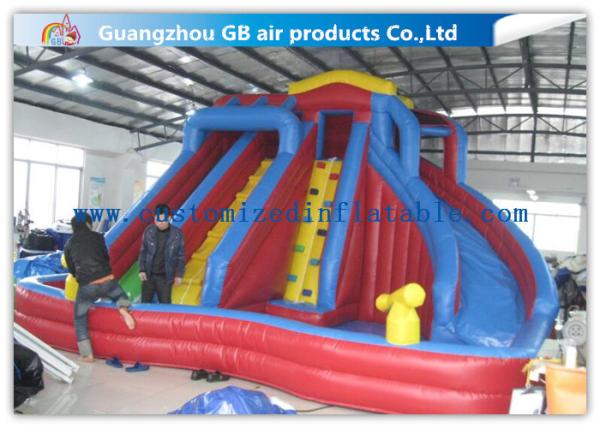 Quality Exciting 3 Lanes Backyard Inflatable Water Slides With Swimming Pool for sale
