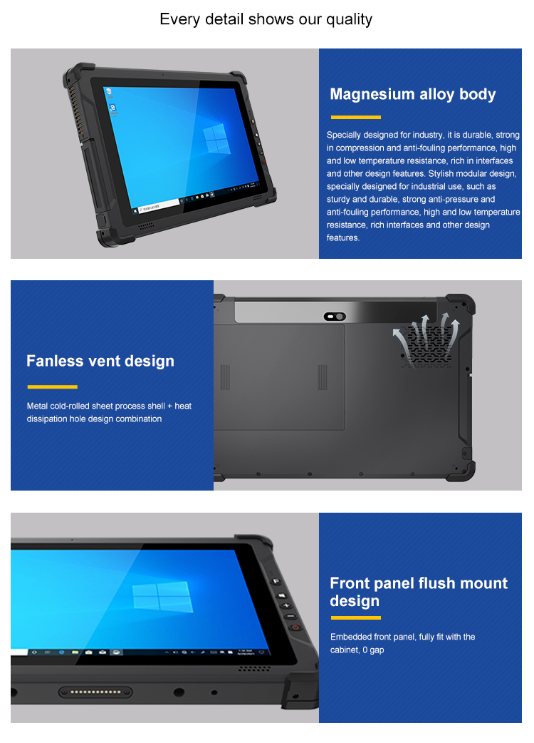Capacitive Screen 10 inch Industrial Tablet with IP65 Waterproof and Rear 8.0MP Camera