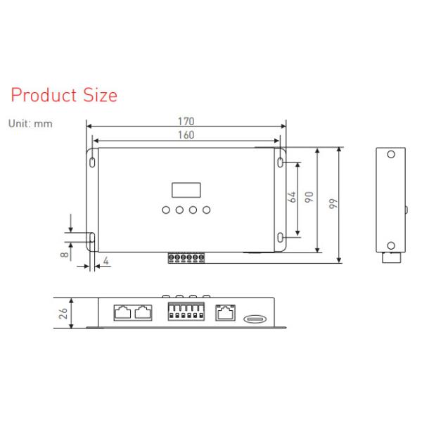 Black Artnet To SPI Artnet Pixel Controller With RJ45 DMX Connection