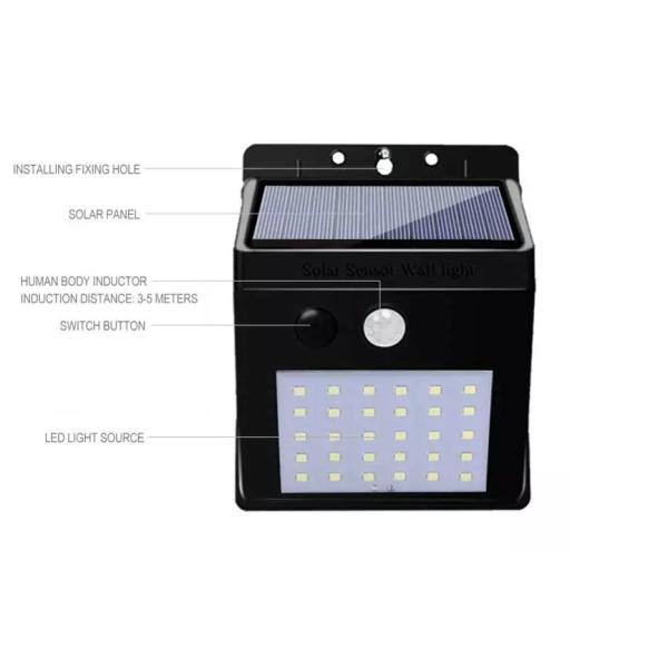 PIR Sensor Waterproof 0.55W Solar LED Wall Lamp