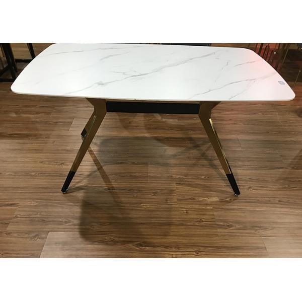 Non Slip 130*80*76cm Wrought Iron Marble Table
