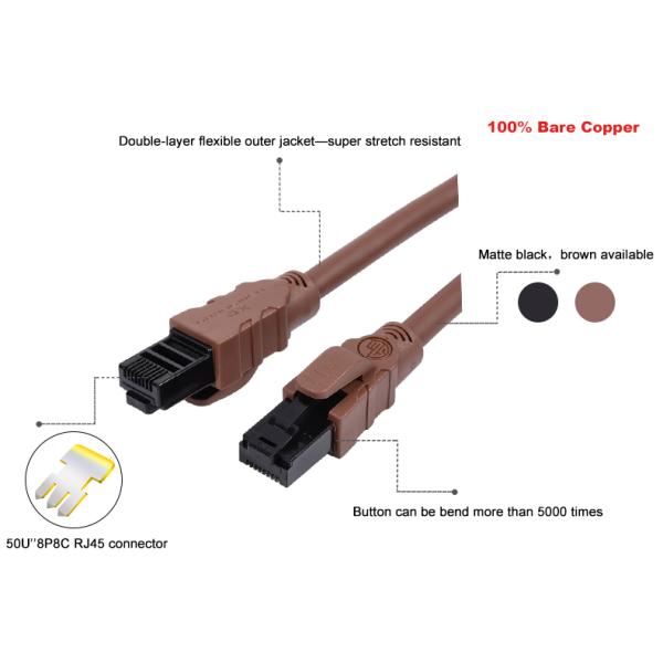 Cat6a Cable Network UTP Cat6 Cat6a Cable and Connectors CAT6A Flat Patch Cord UTP 4 Pairs 30AWG Stranded Copper Cable