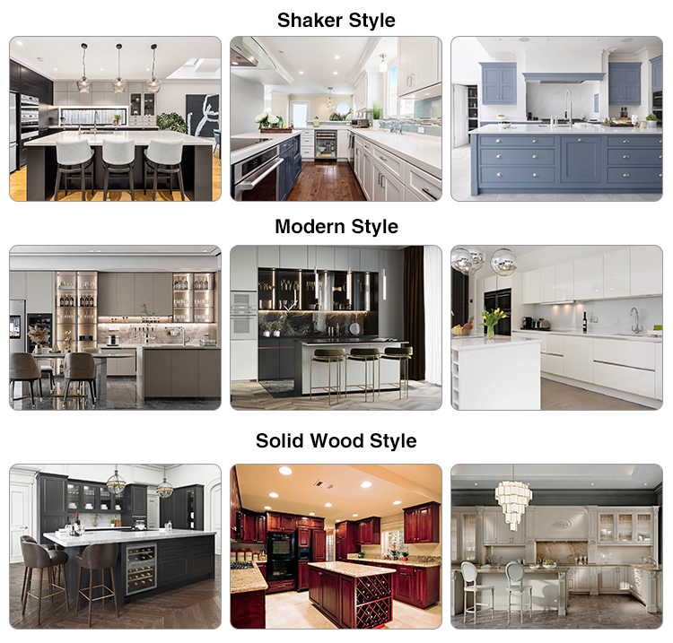 Faucet Accessories Dark Glass Panel Solid Wood Modular Kitchen Cabinets for Apartment