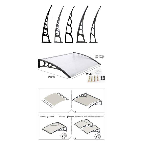 Anti UV 800*1200mm Polycarbonate Porch Canopy