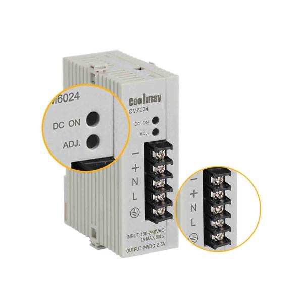 Quality PWM Pulse PLC 24V Din Rail Power Supply 2.5A Overload Protection for sale