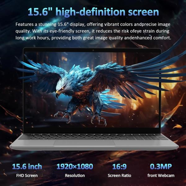 Intel N95 15.6" Gaming Laptop Computer 3.4GHz Backlit Keyboard Fingerprint Reader