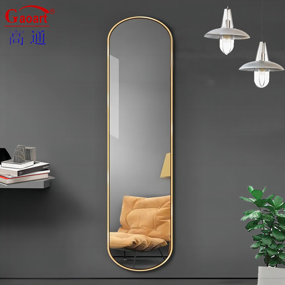 Full Length Gold Arch Frame Standing Black Home Decor Mirror for Living Room Floor Mirror