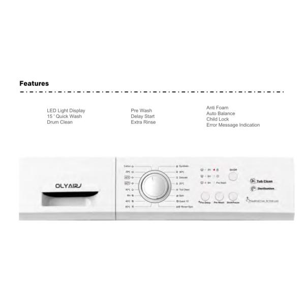 Front loading washing machine 8kg A+++ cheaper model without LED display