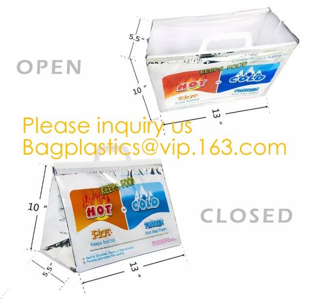Custom Packing Aluminum Foil Zip-Lock Grocery Handle Thermal Insulation Cooler Bag For Outdoors,Promotional Insulated La