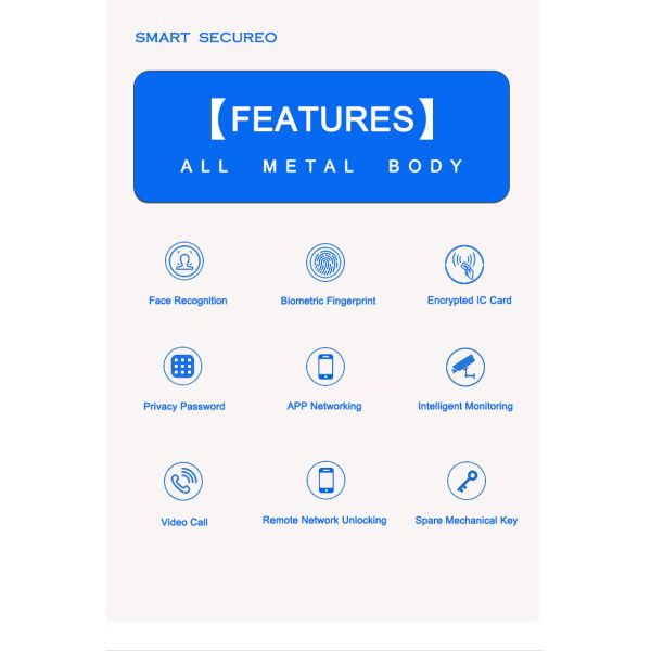 Smart Face Recognition Door Lock with Fingerprint Access, Video Intercom & Tuya App