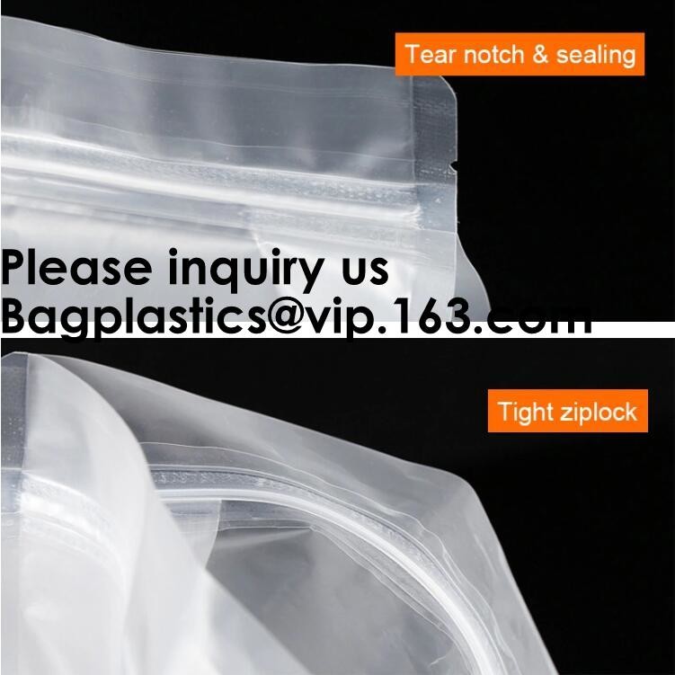 Semi-Clear Window Hang-Hole Stand-Up Zip lockk Pouch,Aluminum Packaging Bags Laser Zip lockk Stand up Resealable Pouches wit