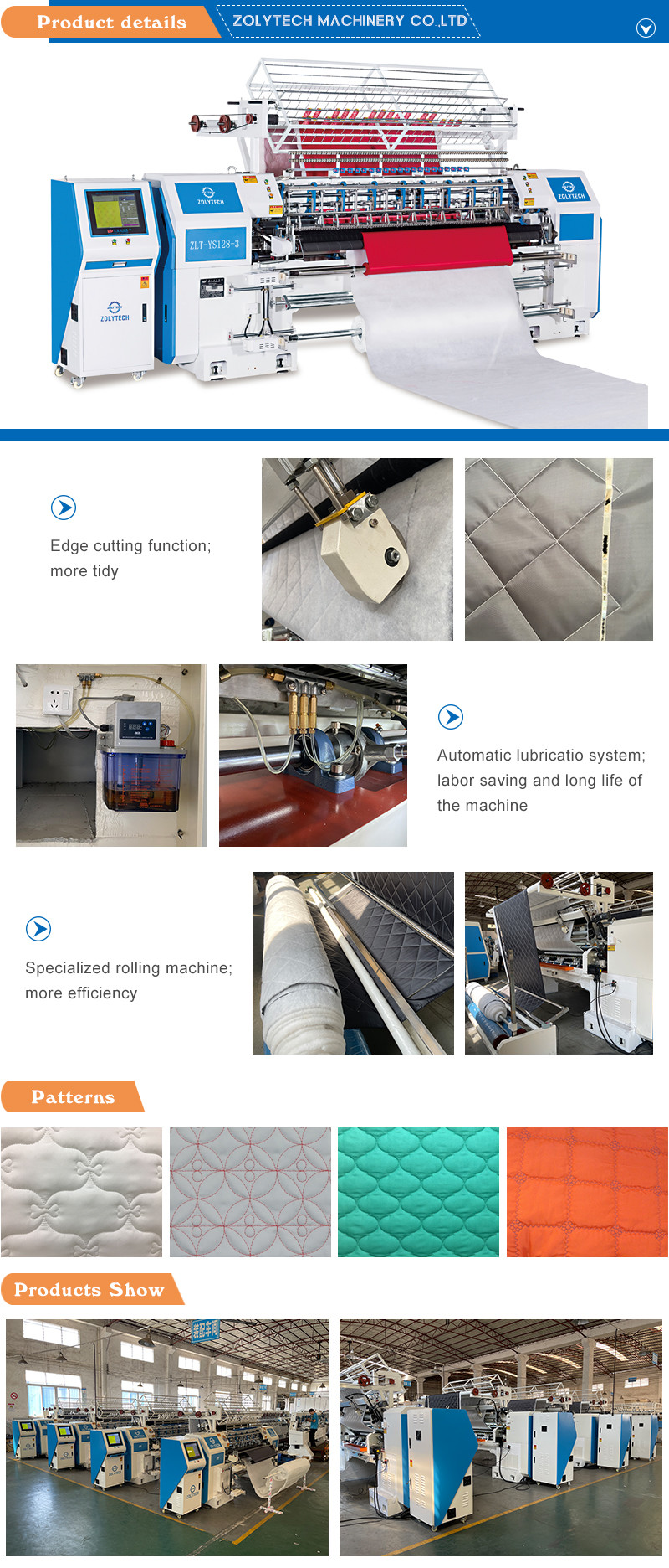 ZOLYTECH mattress making machine mattress quilting machine quilting machine for mattresses and blankets