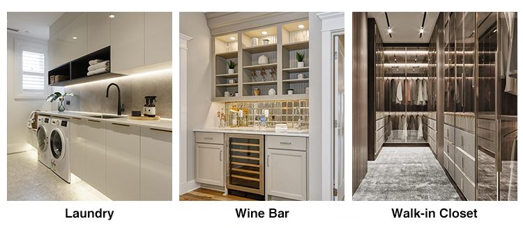 Faucet Accessories Dark Glass Panel Solid Wood Modular Kitchen Cabinets for Apartment